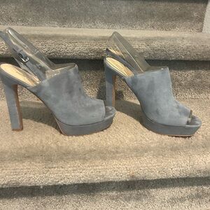Nine West Blue/gray suede Slingback 4 inch heels